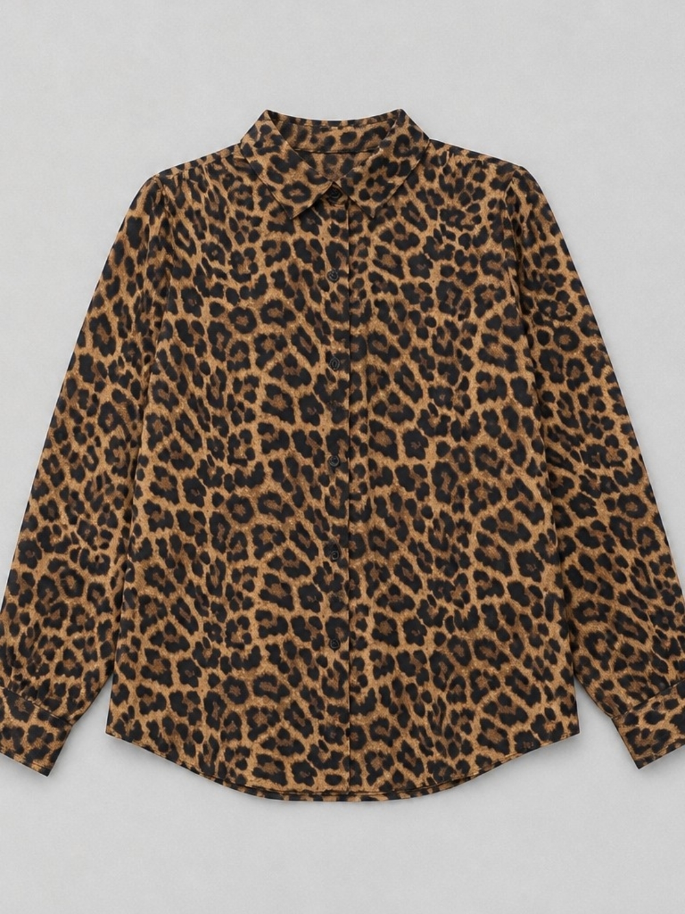H&M Leopard Print Button-Down Shirt - Brown/Black